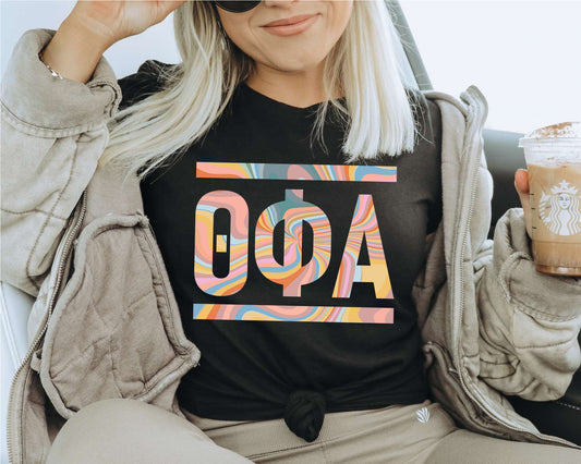 Theta Phi Alpha Multicolor Letters Sorority T-shirt _ 30485g