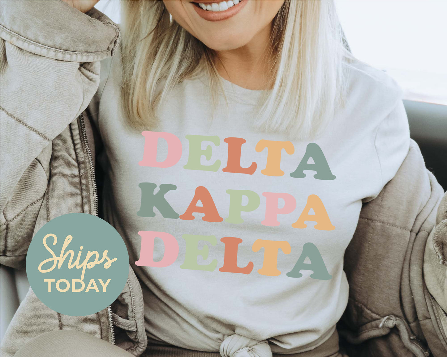 Delta Kappa Delta Bright and Colorful Sorority T-shirt _ 3470g
