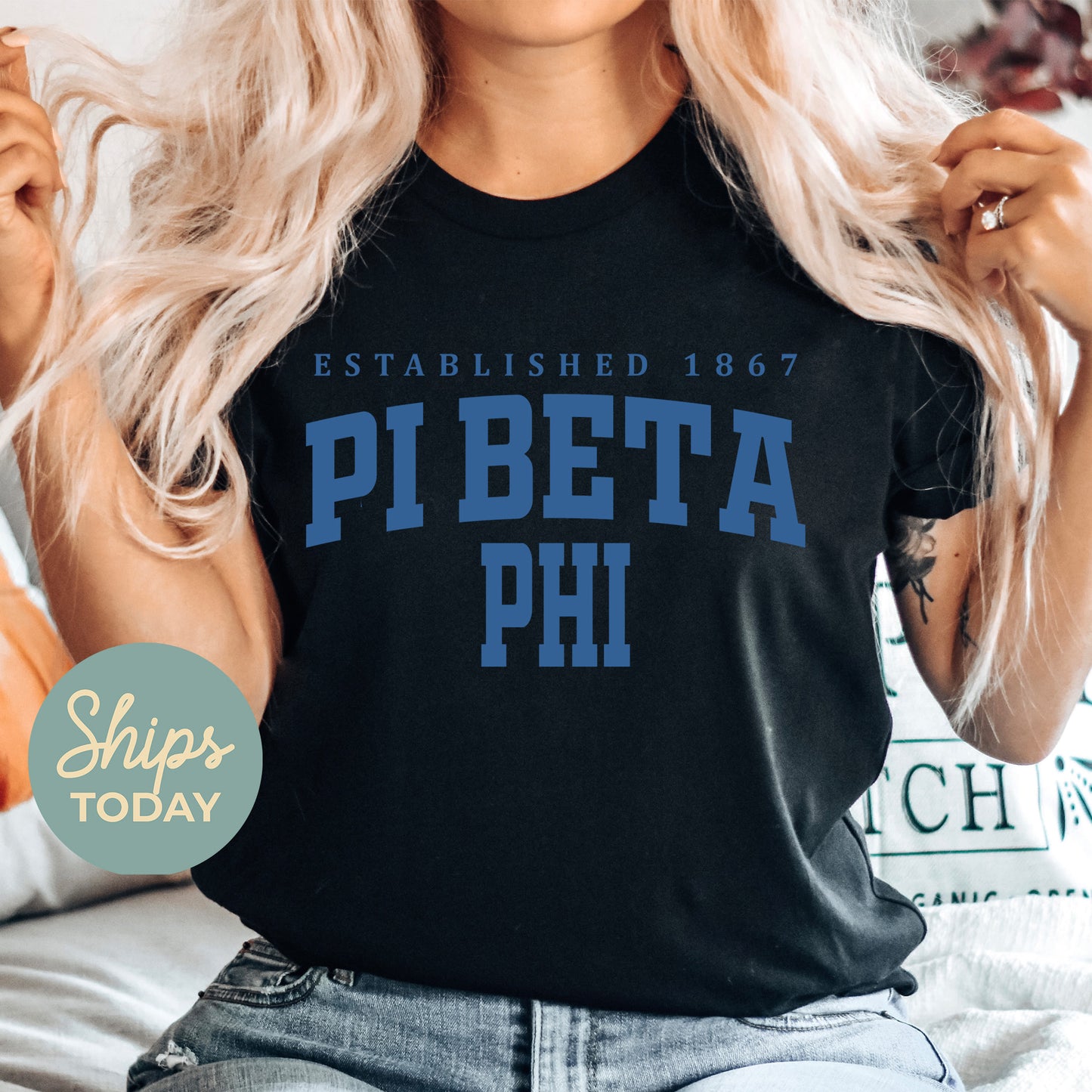Pi Beta Phi Bold Letters Sorority T-shirt _ 35140g