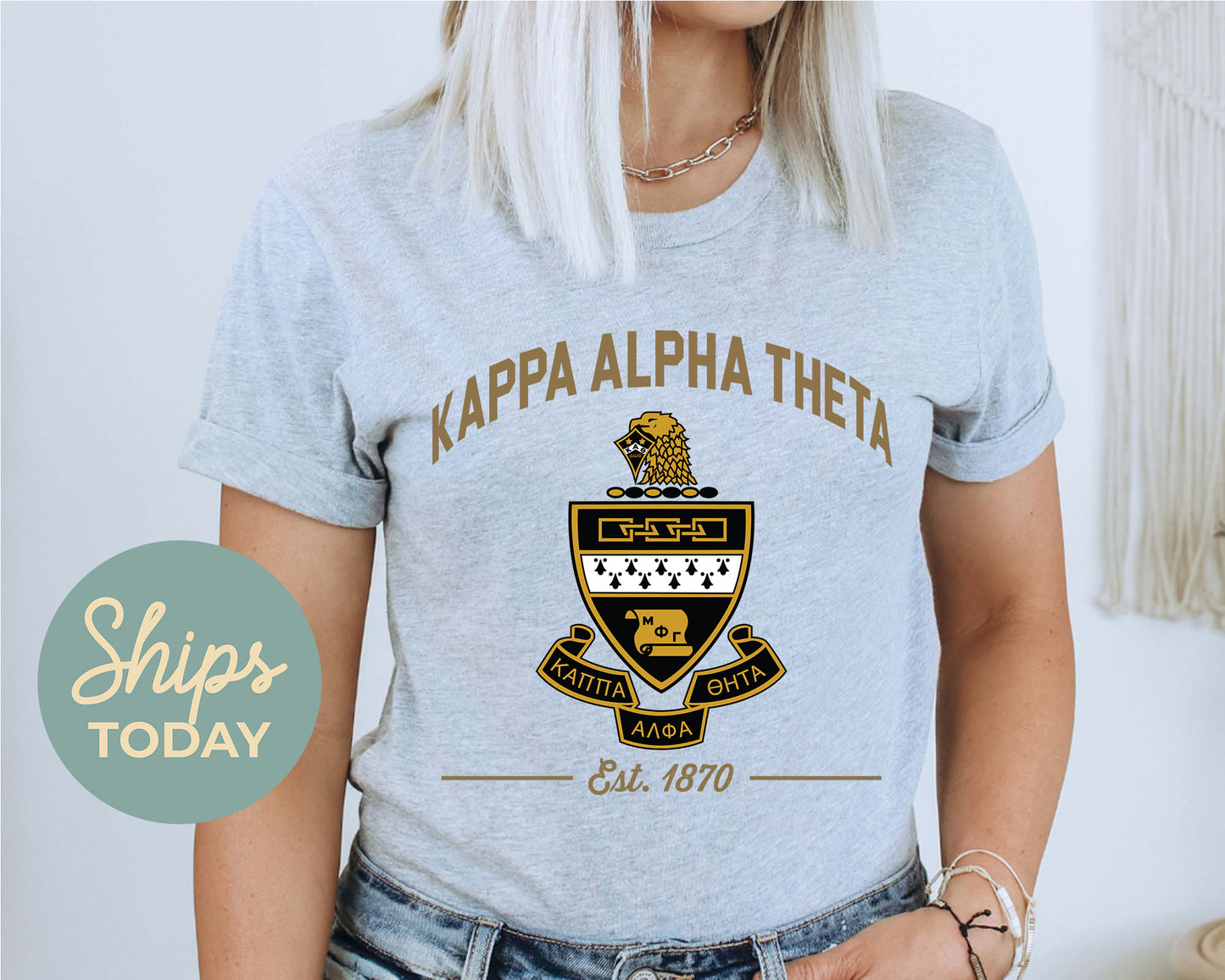 Kappa Alpha Theta Loyalty Crest Sorority T-shirt _ 4435g