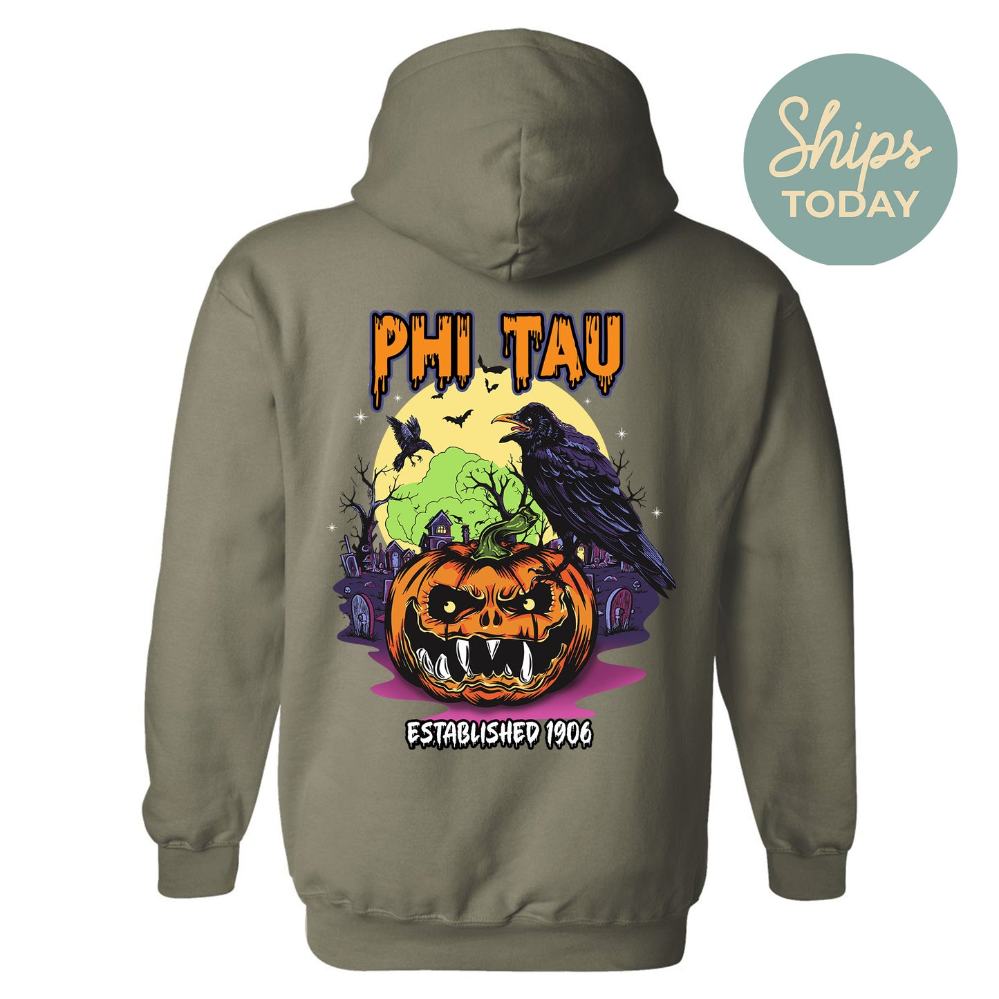 Phi Kappa Tau Halloween Bats Fraternity Hoodie _ 36268g