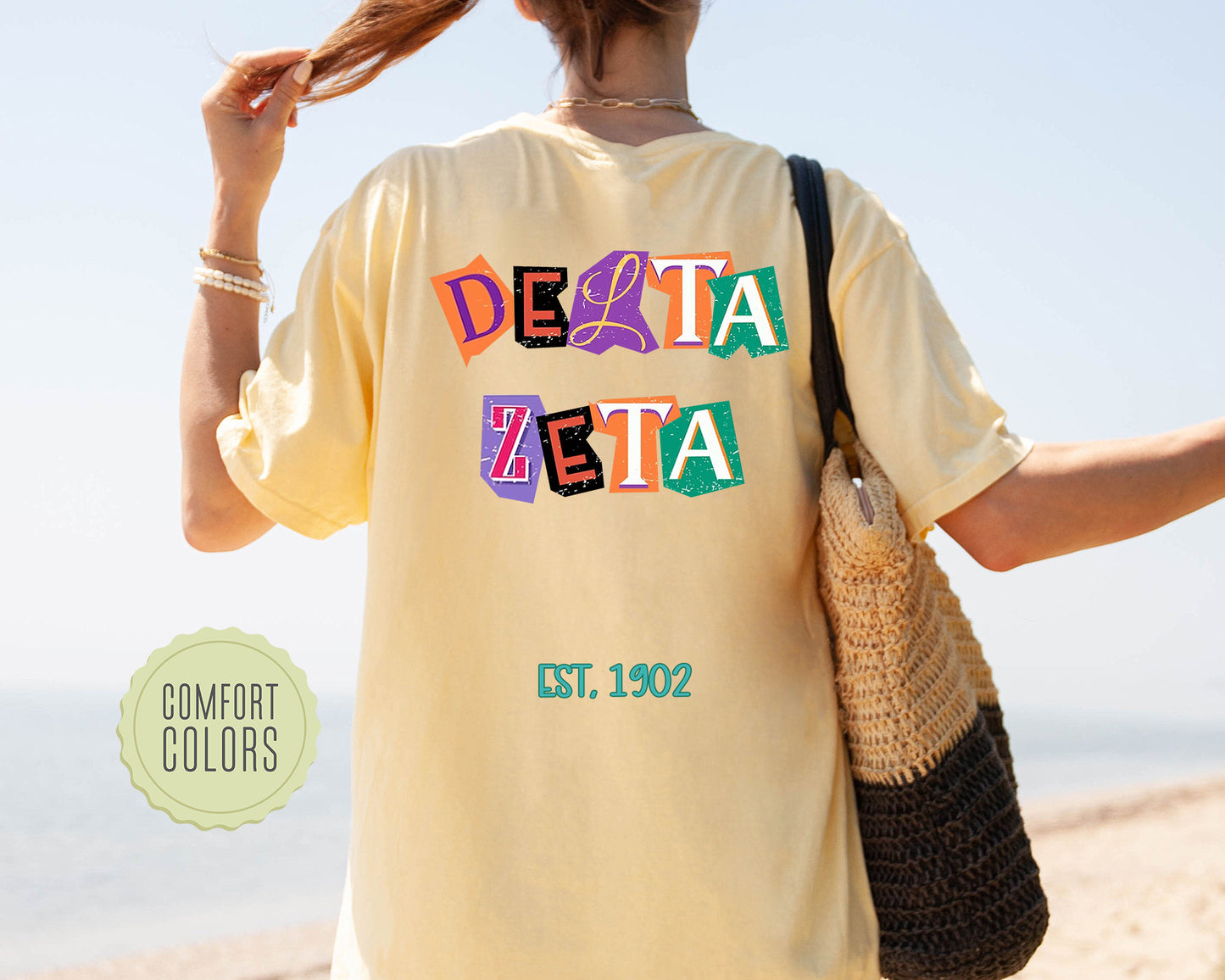 Delta Zeta Letter Cuts Comfort Colors Sorority T-shirt _ 35900g