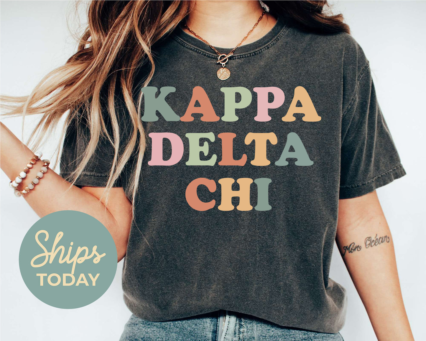 Kappa Delta Chi Bright and Colorful Sorority T-shirt _ 3473g
