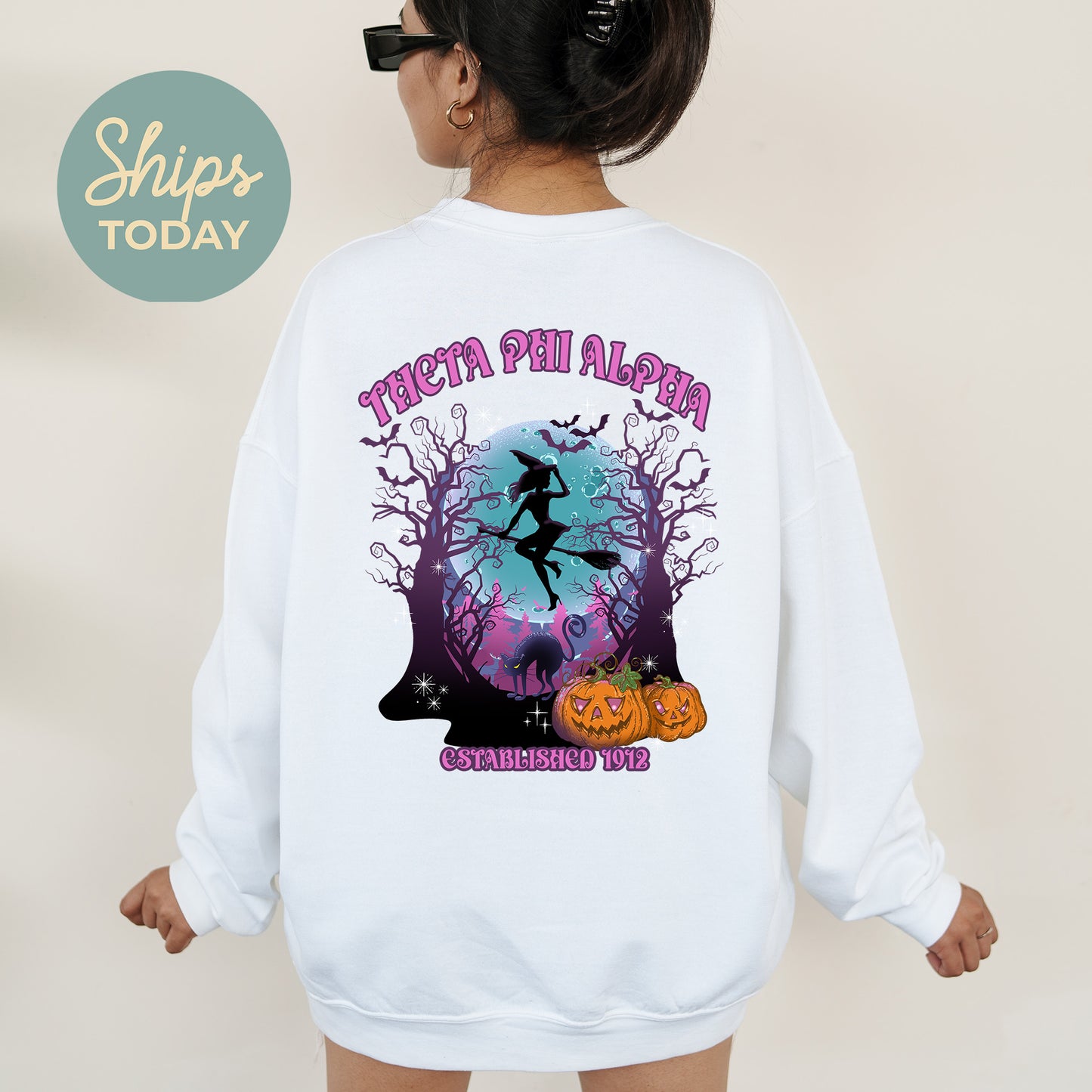Zeta Tau Alpha Halloween Witch Sorority Sweatshirt _ 36251g
