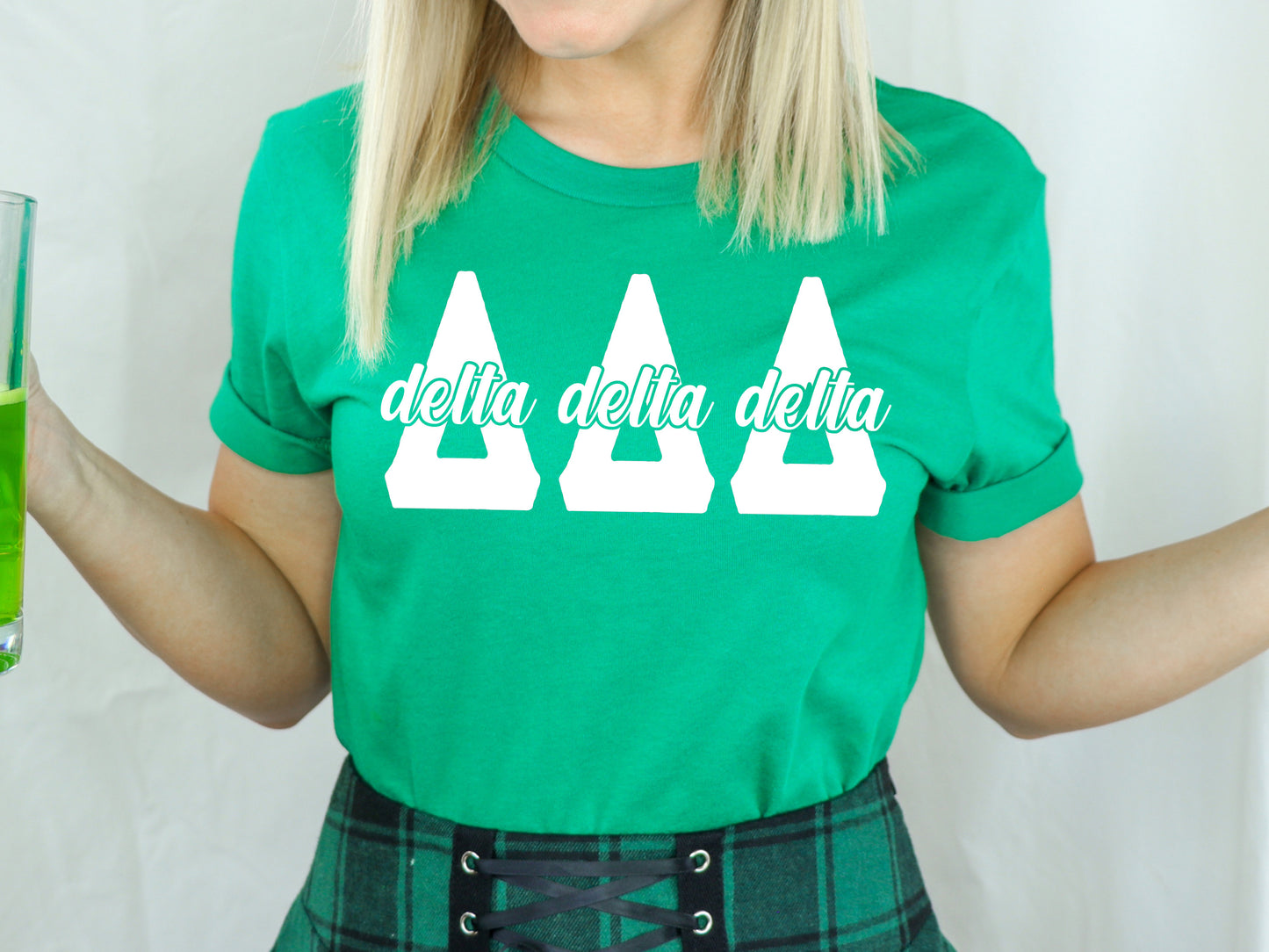 Delta Delta Delta Sliced White Letters Sorority T-shirt _ 2248g