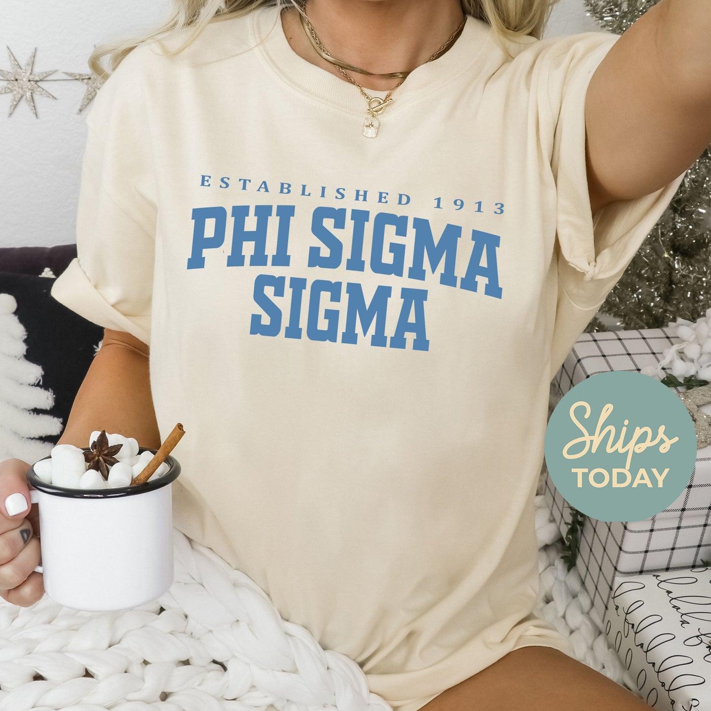 Phi Sigma Sigma Bold Letters Sorority T-shirt _ 35139g