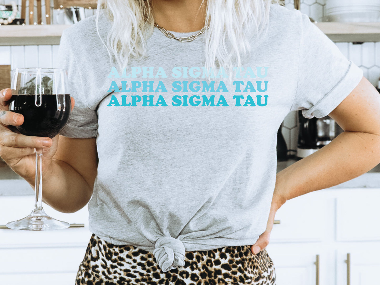 Alpha Sigma Tau Touch of Blue Sorority T-shirt _ 2584g