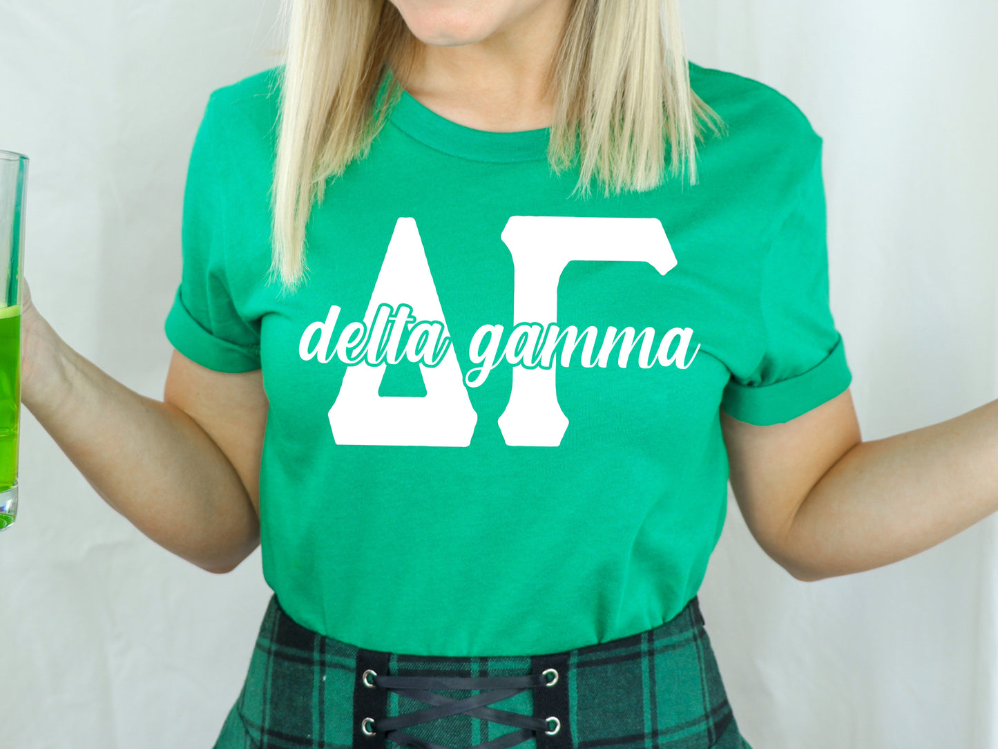 Delta Gamma Sliced White Letters Sorority T-shirt _ 2249g