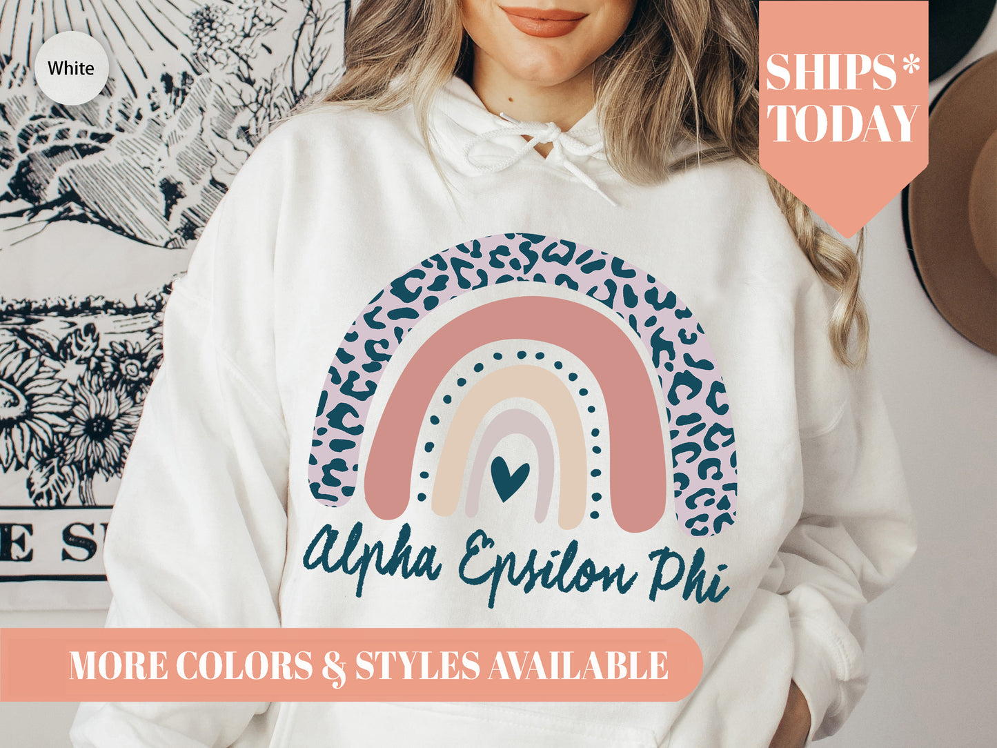Alpha Epsilon Phi Greek Rainbow Sorority Hoodie _ 2735g