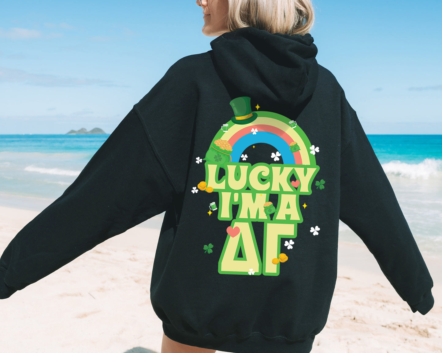Delta Gamma Lucky Rainbow Sorority Hoodie _ 32879g