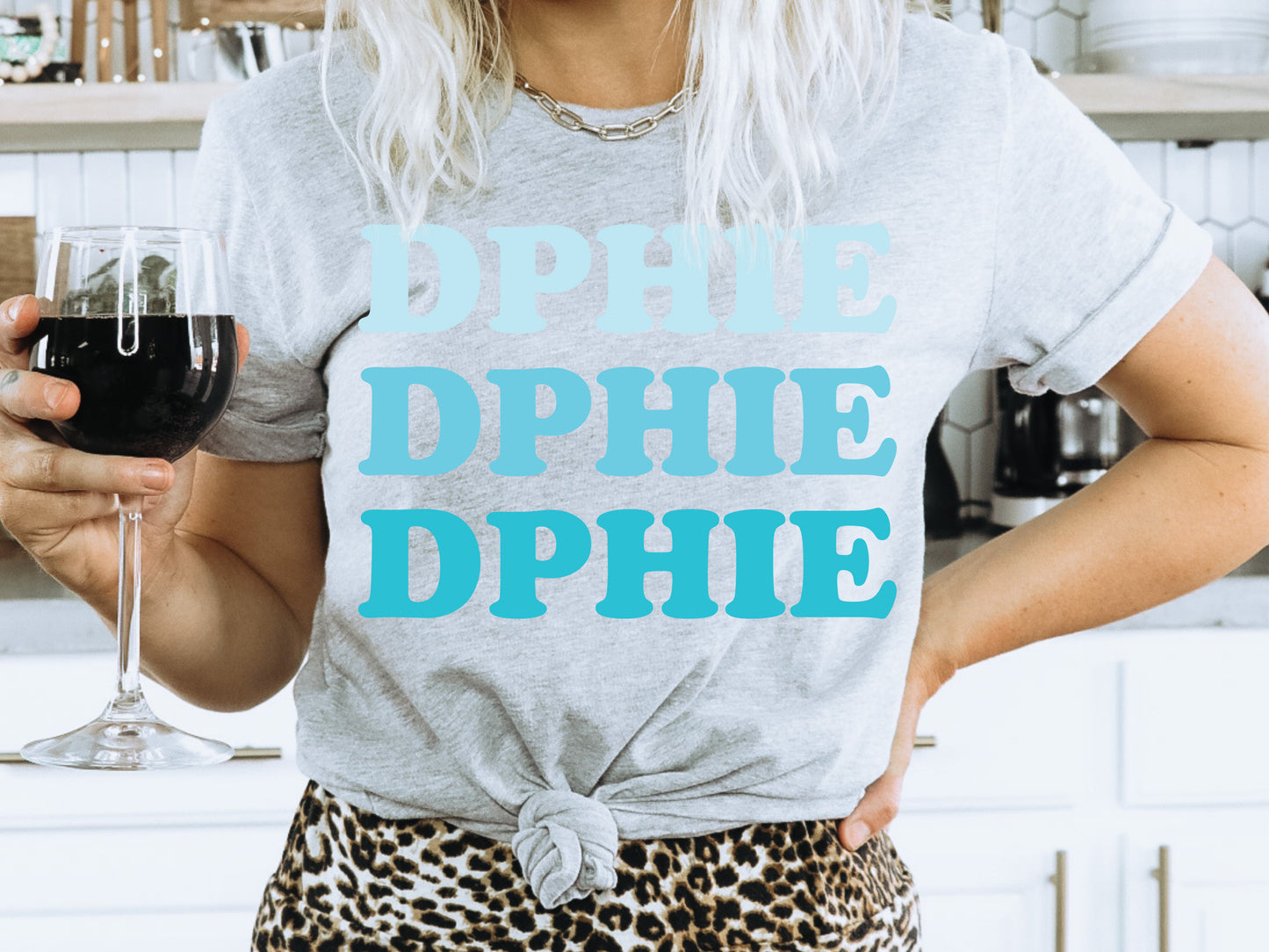 Delta Phi Epsilon Touch of Blue Sorority T-shirt _ 2589g