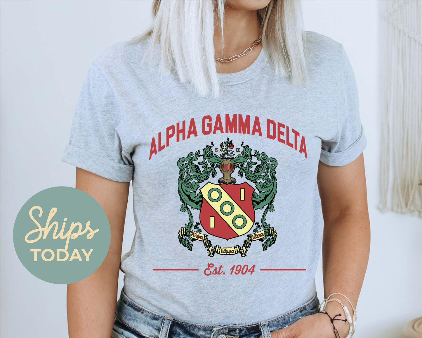 Alpha Gamma Delta Loyalty Crest Sorority T-shirt _ 4423g