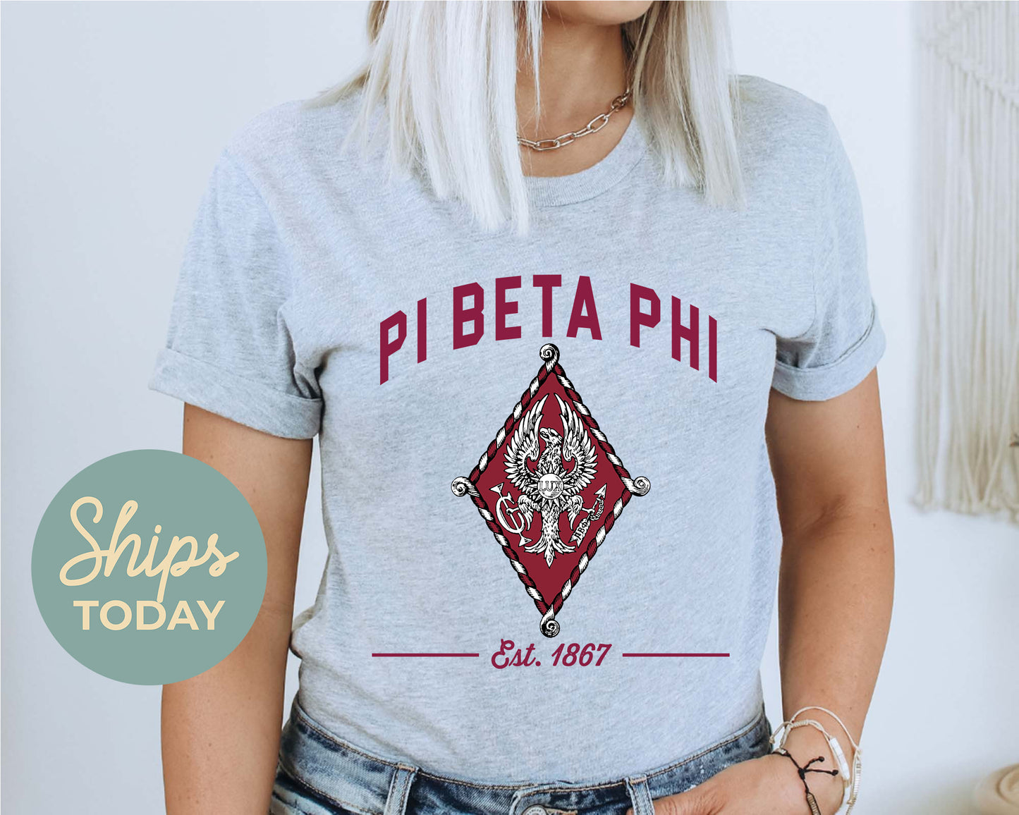 Pi Beta Phi Loyalty Crest Sorority T-shirt _ 4440g