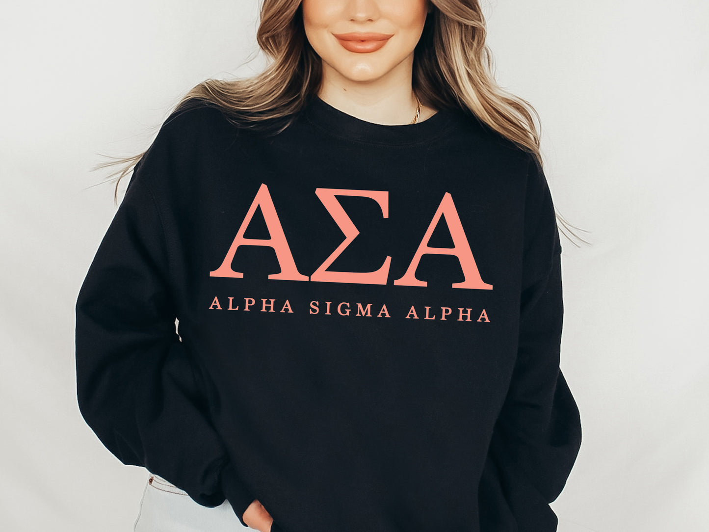 Alpha Sigma Alpha Pink Personality Sorority Sweatshirt _ 654g