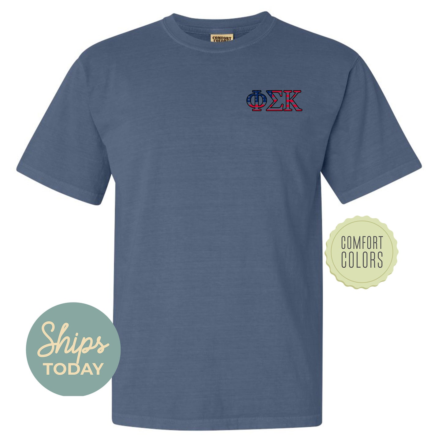a blue t - shirt with the word ok on it