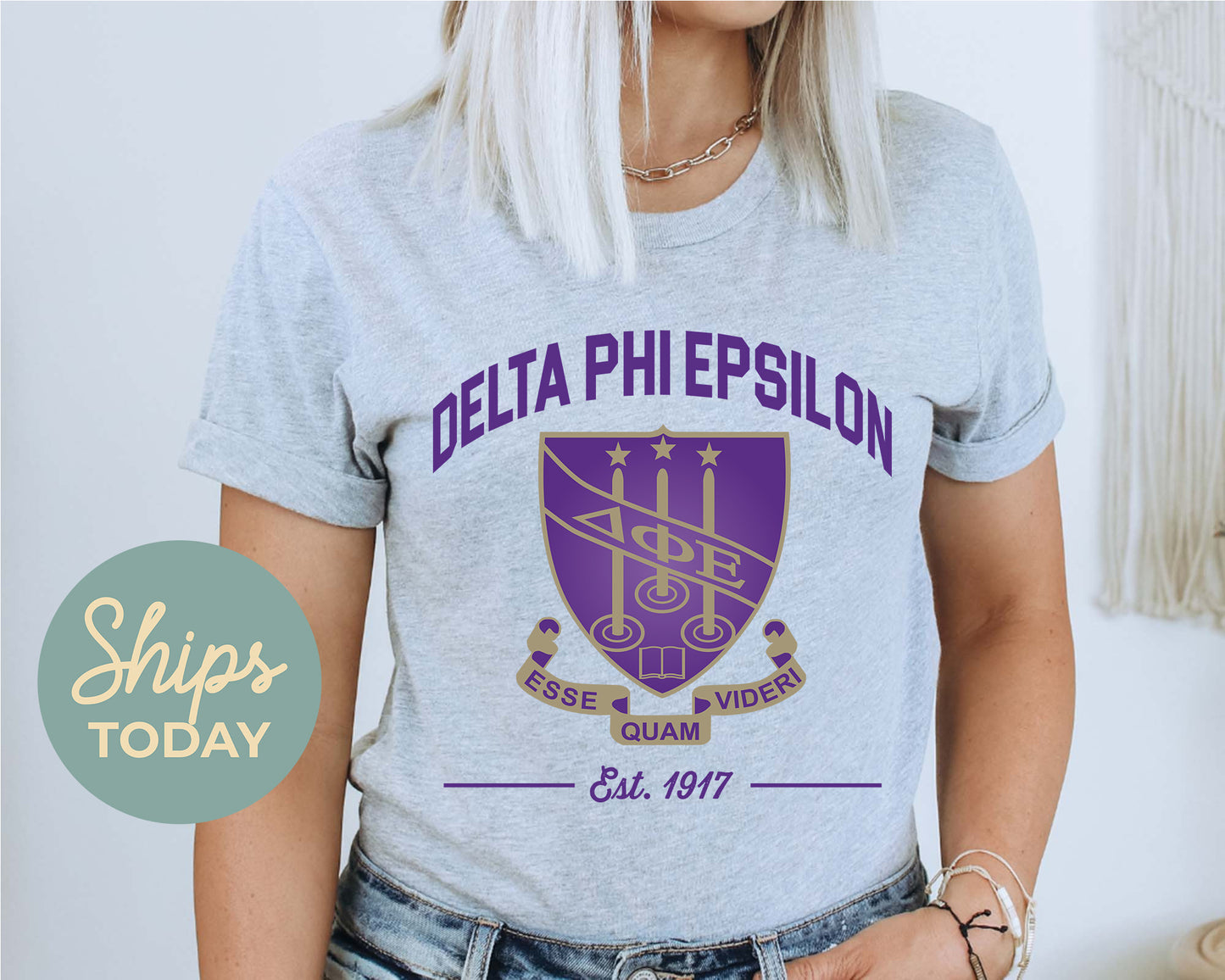 Delta Phi Epsilon Loyalty Crest Sorority T-shirt _ 4432g