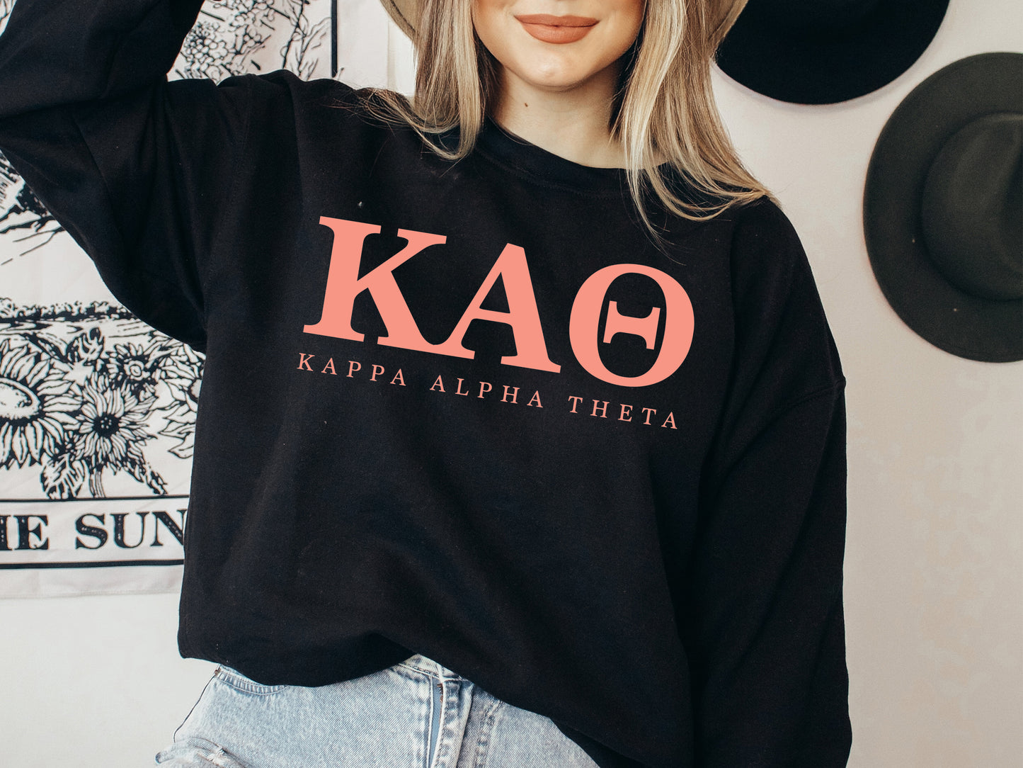 Kappa Alpha Theta Pink Personality Sorority Sweatshirt _  663g