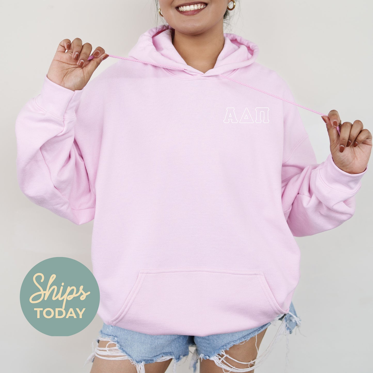 Alpha Delta Pi Outlined Letters Sorority Hoodie  _ 39035g