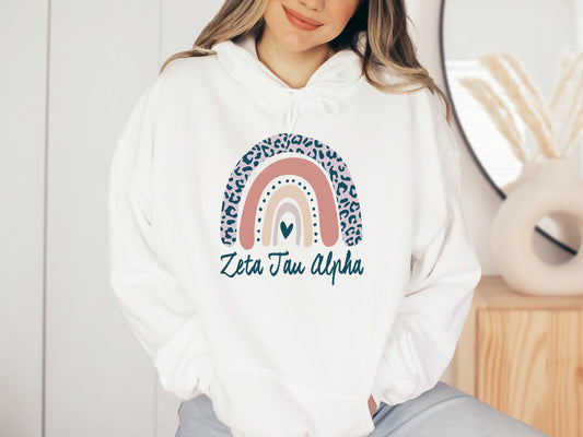 Zeta Tau Alpha Greek Rainbow Sorority Hoodie _ 2758g