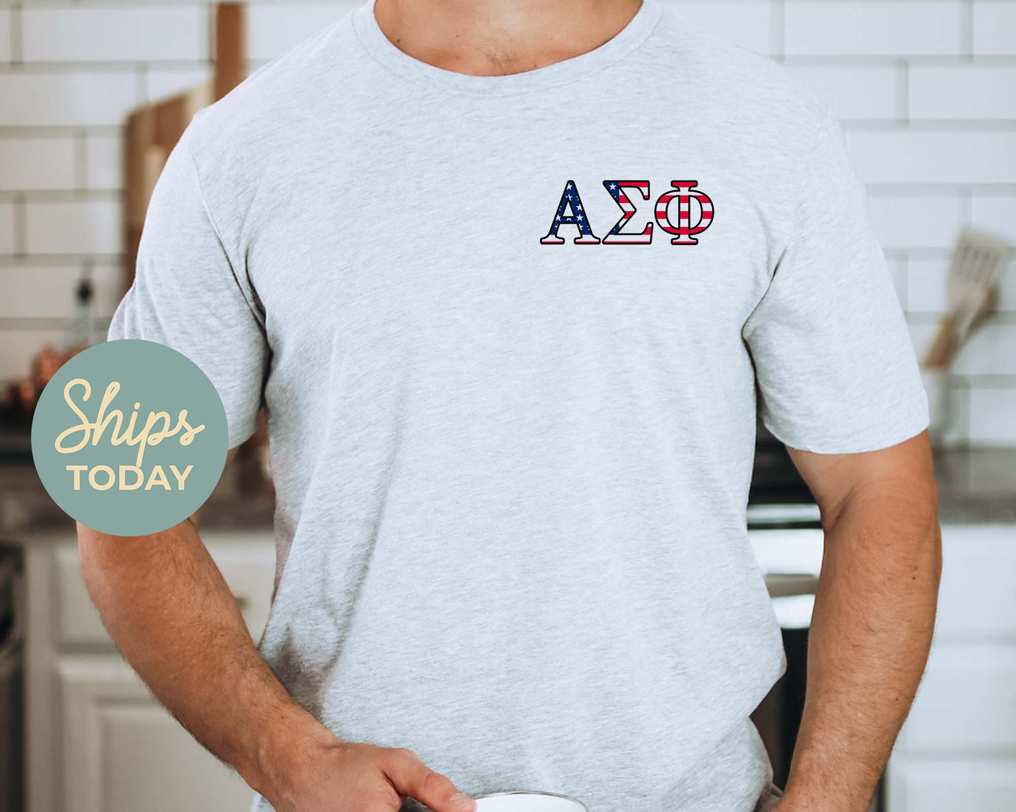 Alpha Sigma Phi USA Flag Letters Fraternity T-shirt _ 33426g