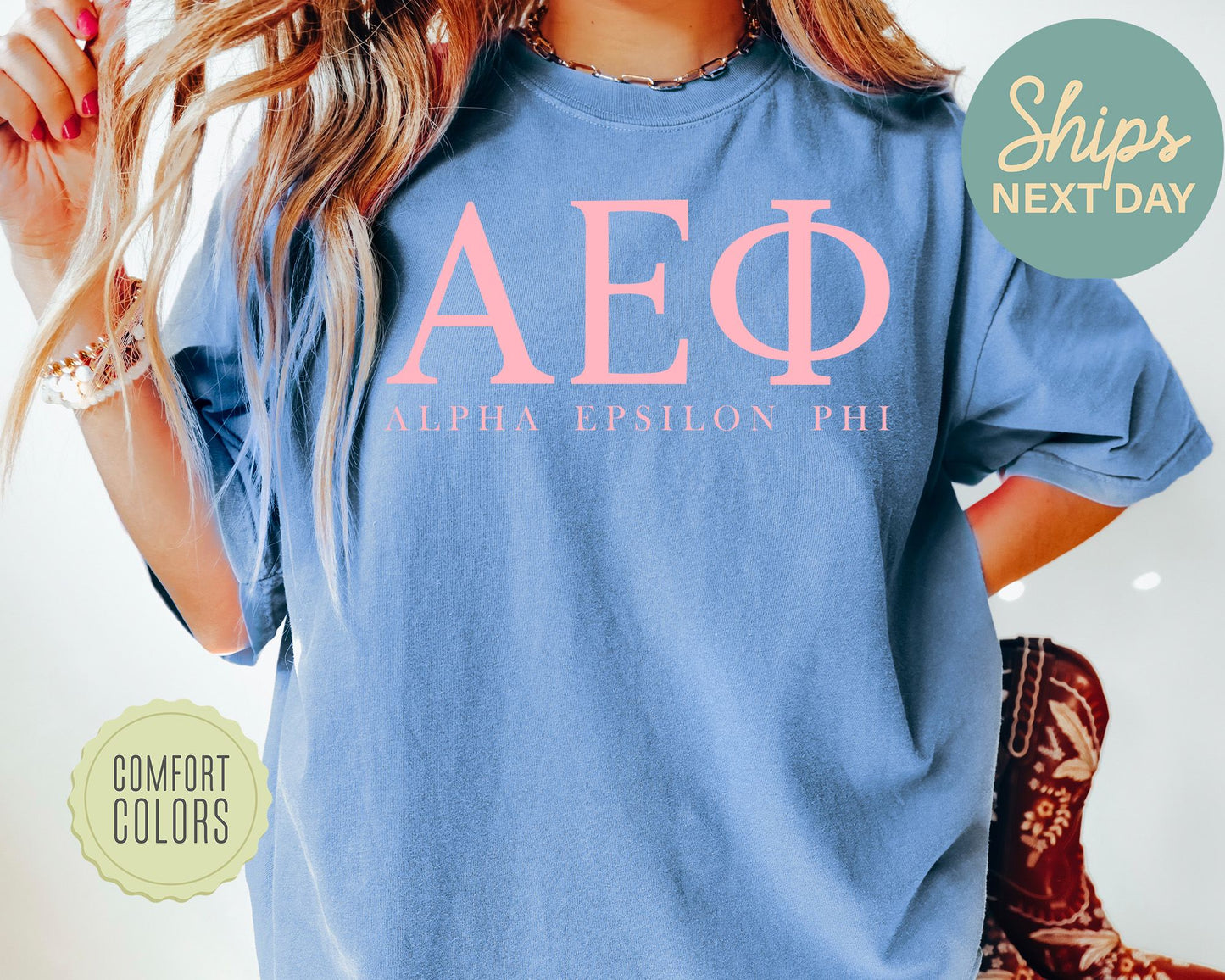 Alpha Epsilon Phi Everything Pink Comfort Colors Sorority T-shirt _ 312g