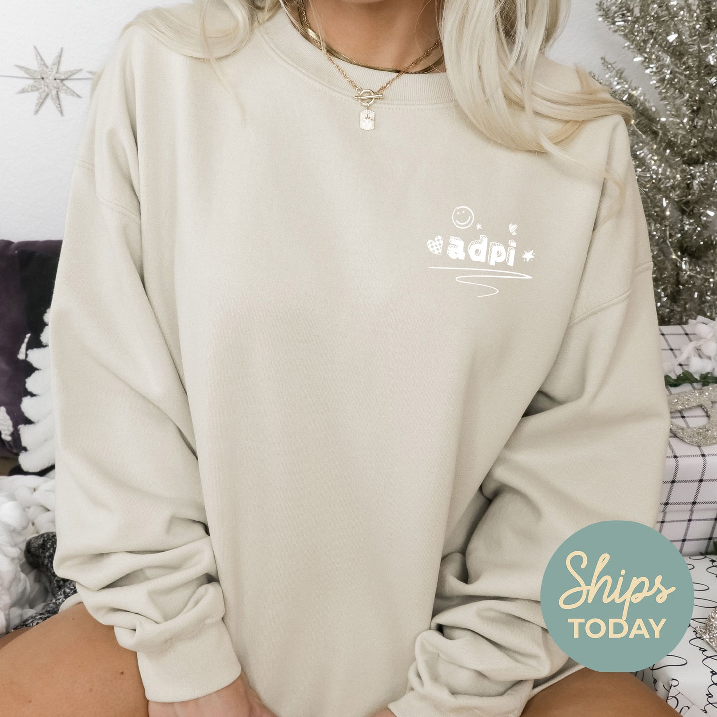 Alpha Delta Pi Fun Letters Sorority Sweatshirt _ 39217g