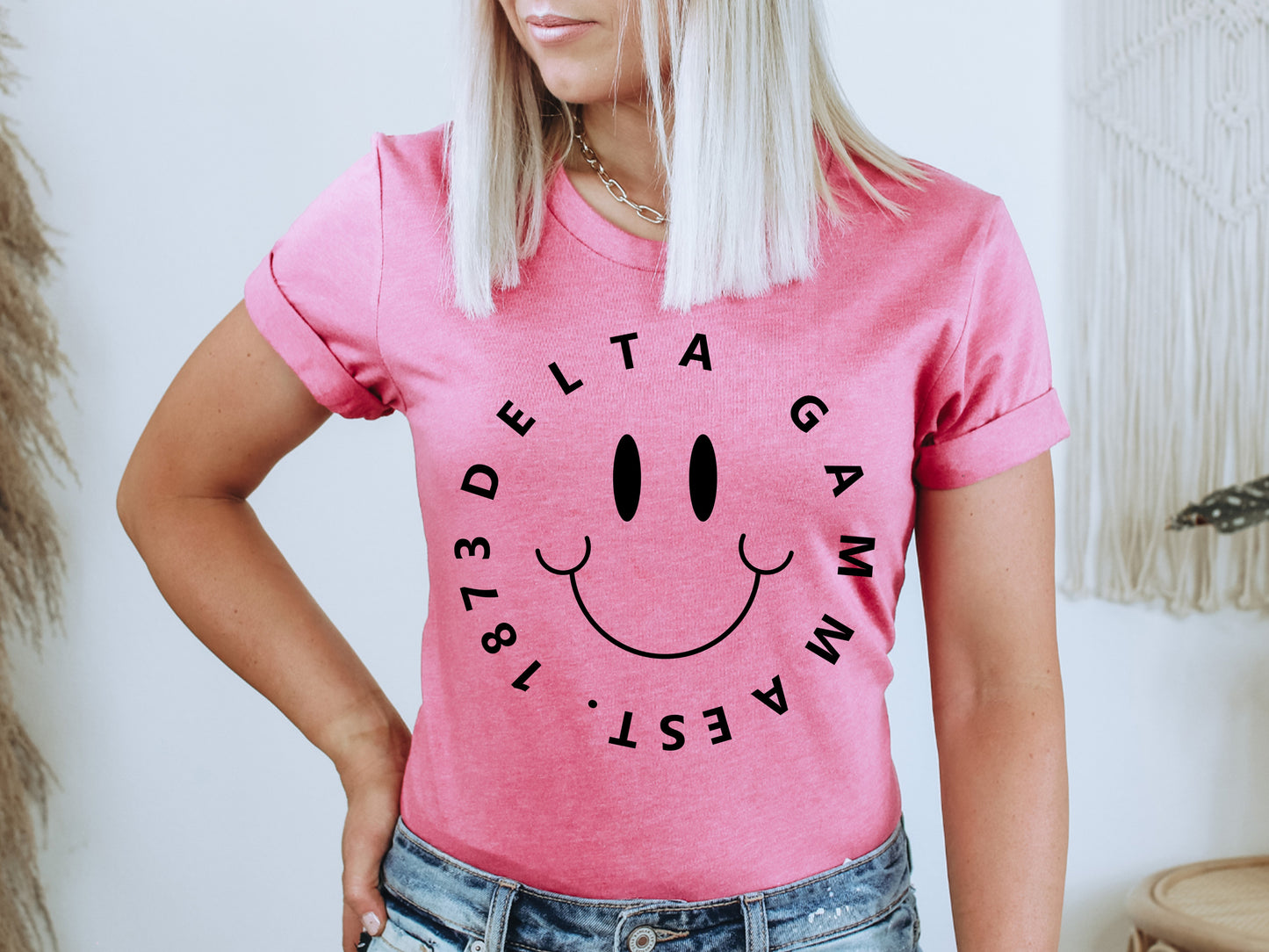 Delta Gamma Smiley Face Halo Sorority T-shirt _ 2510g