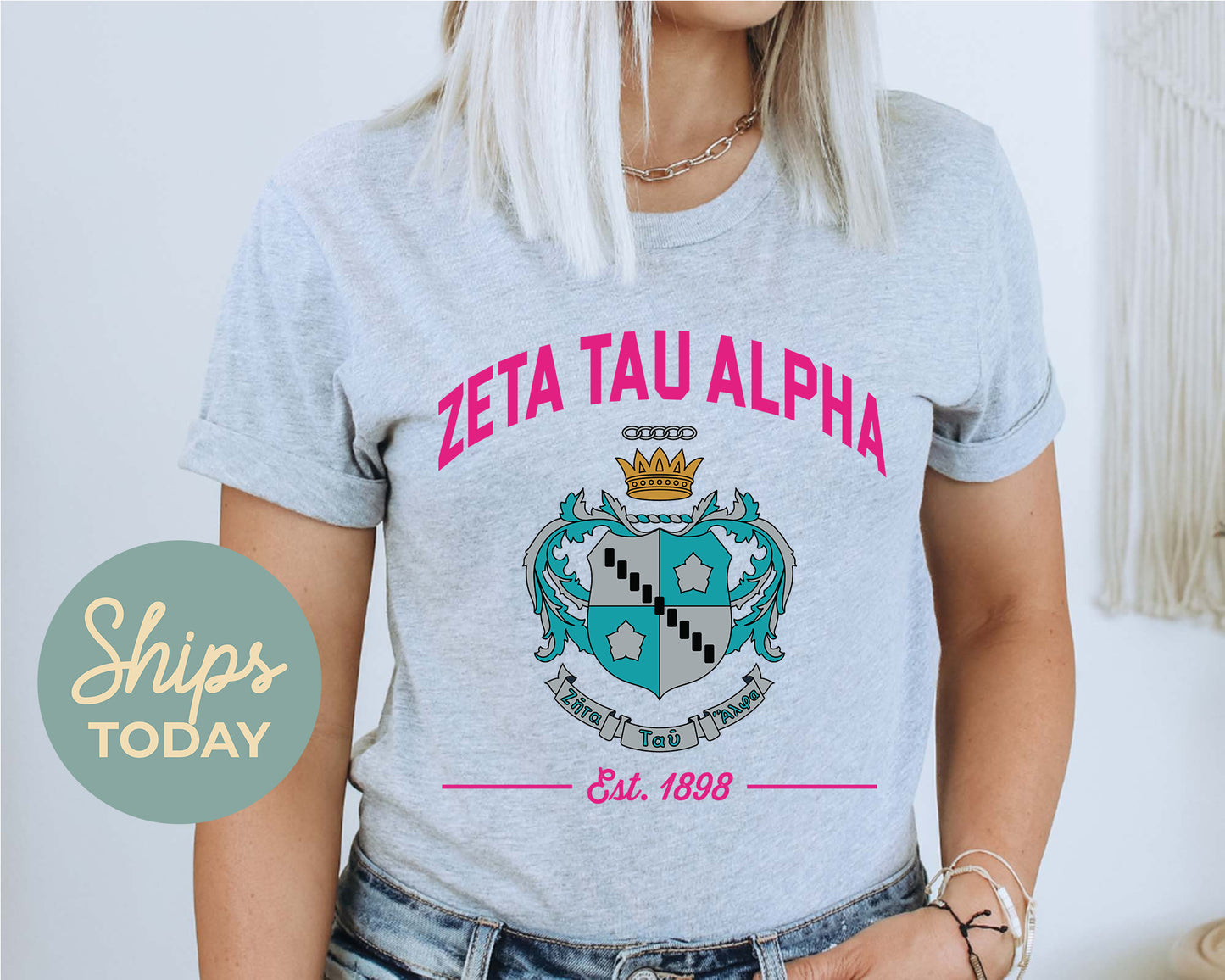 Zeta Tau Alpha Loyalty Crest Sorority T-shirt _ 4445g