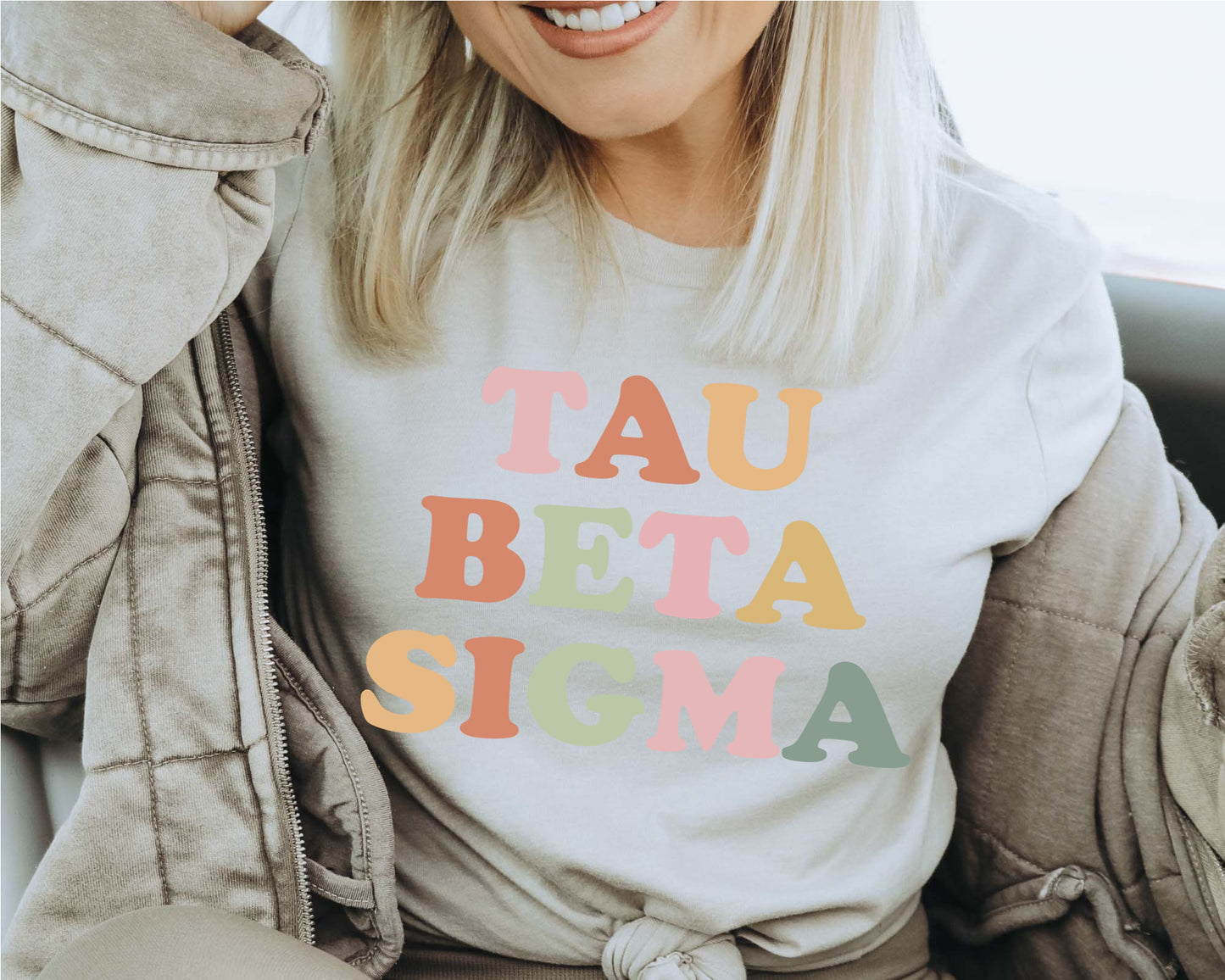 Tau Beta Sigma Bright and Colorful Sorority T-shirt _ 3481g