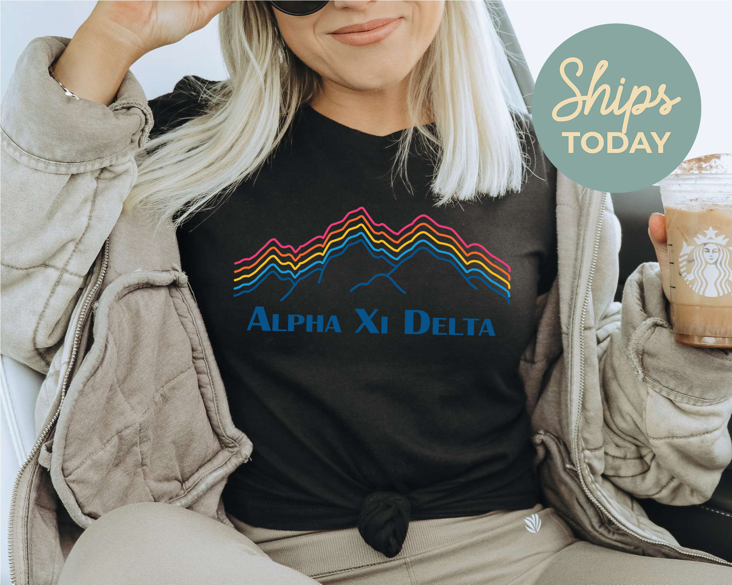 Alpha Xi Delta Rainbow Mountains Sorority T-shirt _ 2637g