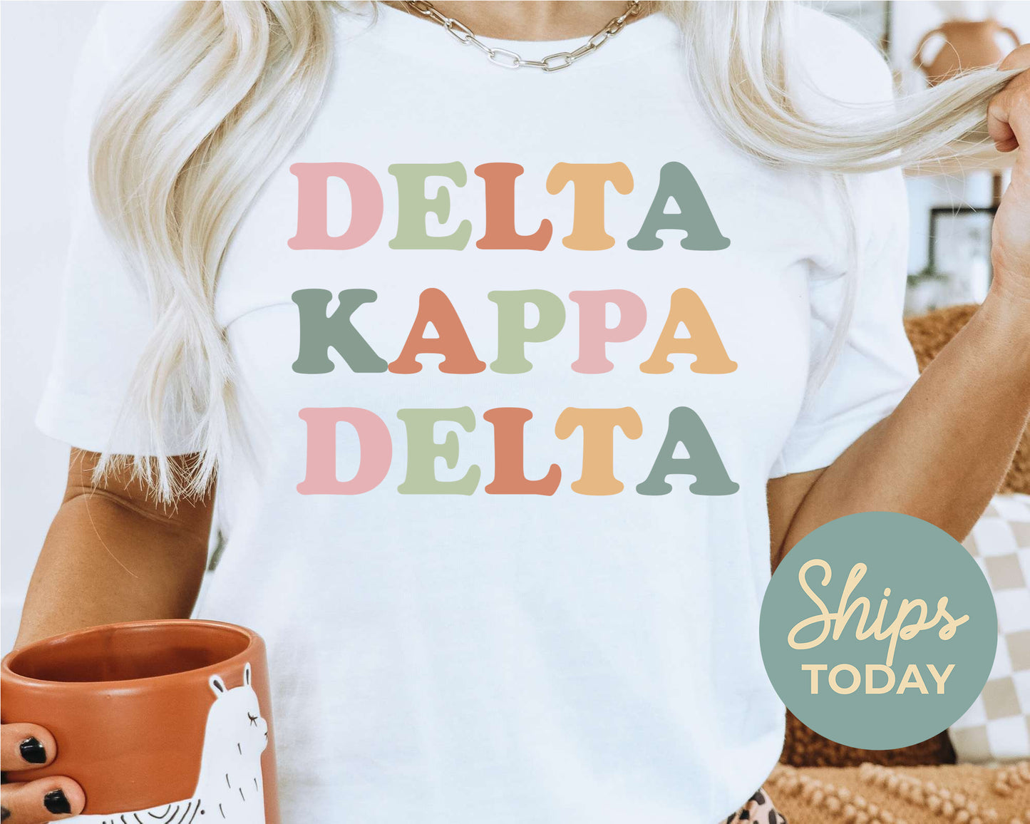 Delta Kappa Delta Bright and Colorful Sorority T-shirt _ 3470g