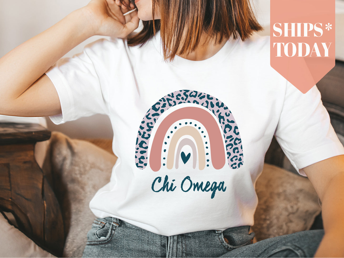 Chi Omega Greek Rainbow Sorority T-shirt _ 2742g