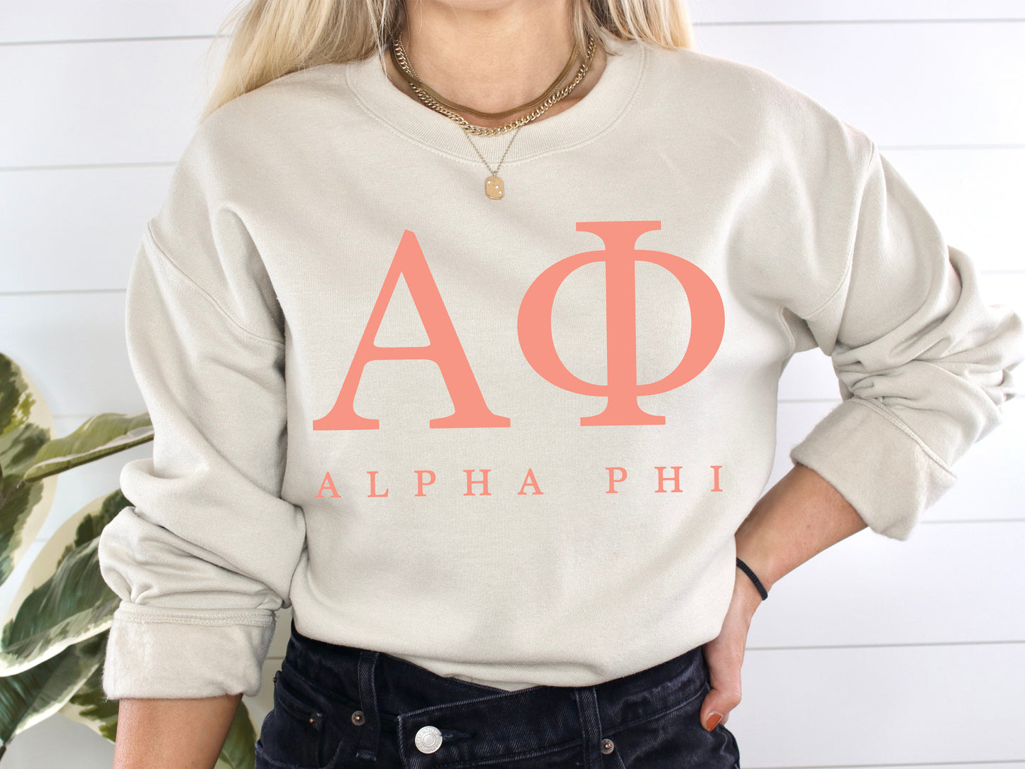Alpha Phi Pink Personality Sorority Sweatshirt _ 653g