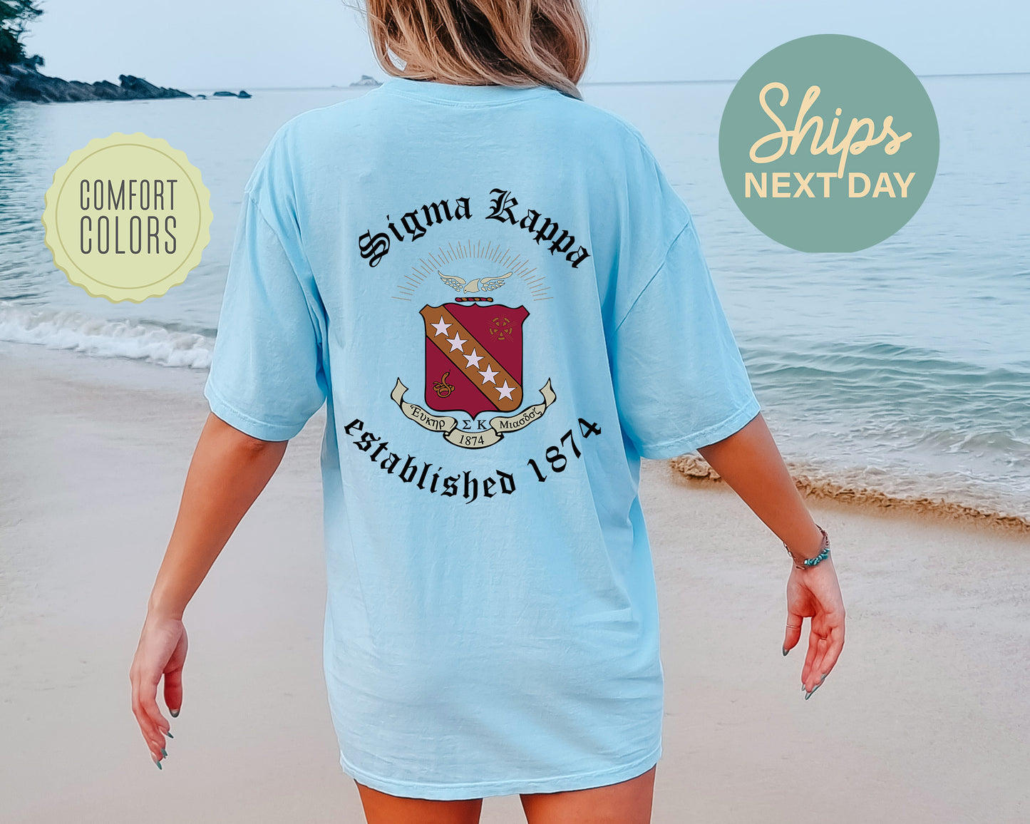 Sigma Kappa Old English Crest Comfort Colors Sorority T-shirt _ 32942g