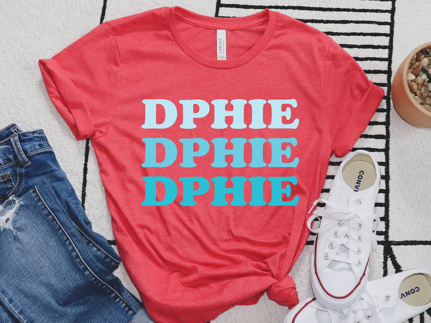 Delta Phi Epsilon Touch of Blue Sorority T-shirt _ 2589g