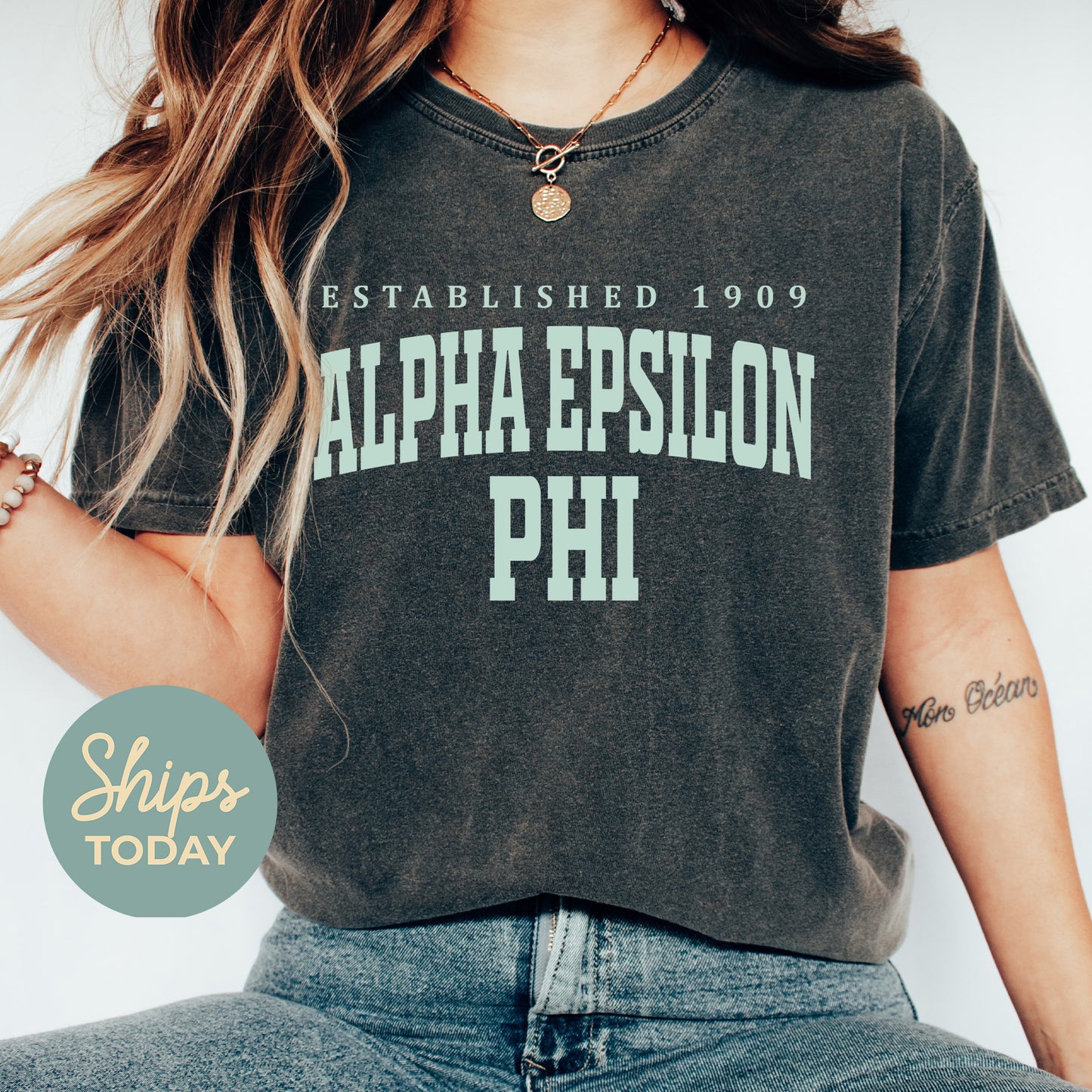 Alpha Epsilon Phi Bold Letters Sorority T-shirt _ 35122g