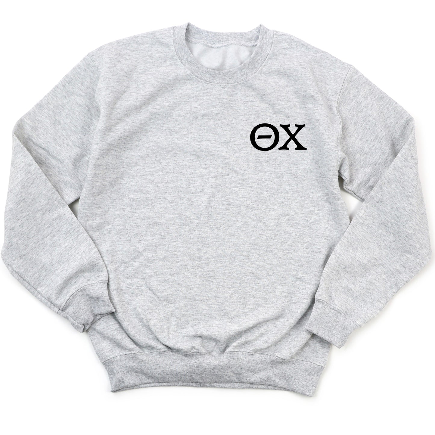 a grey sweatshirt with the word ox on it