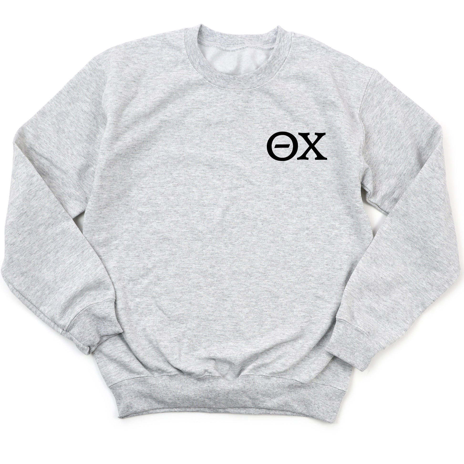 a grey sweatshirt with the word ox on it