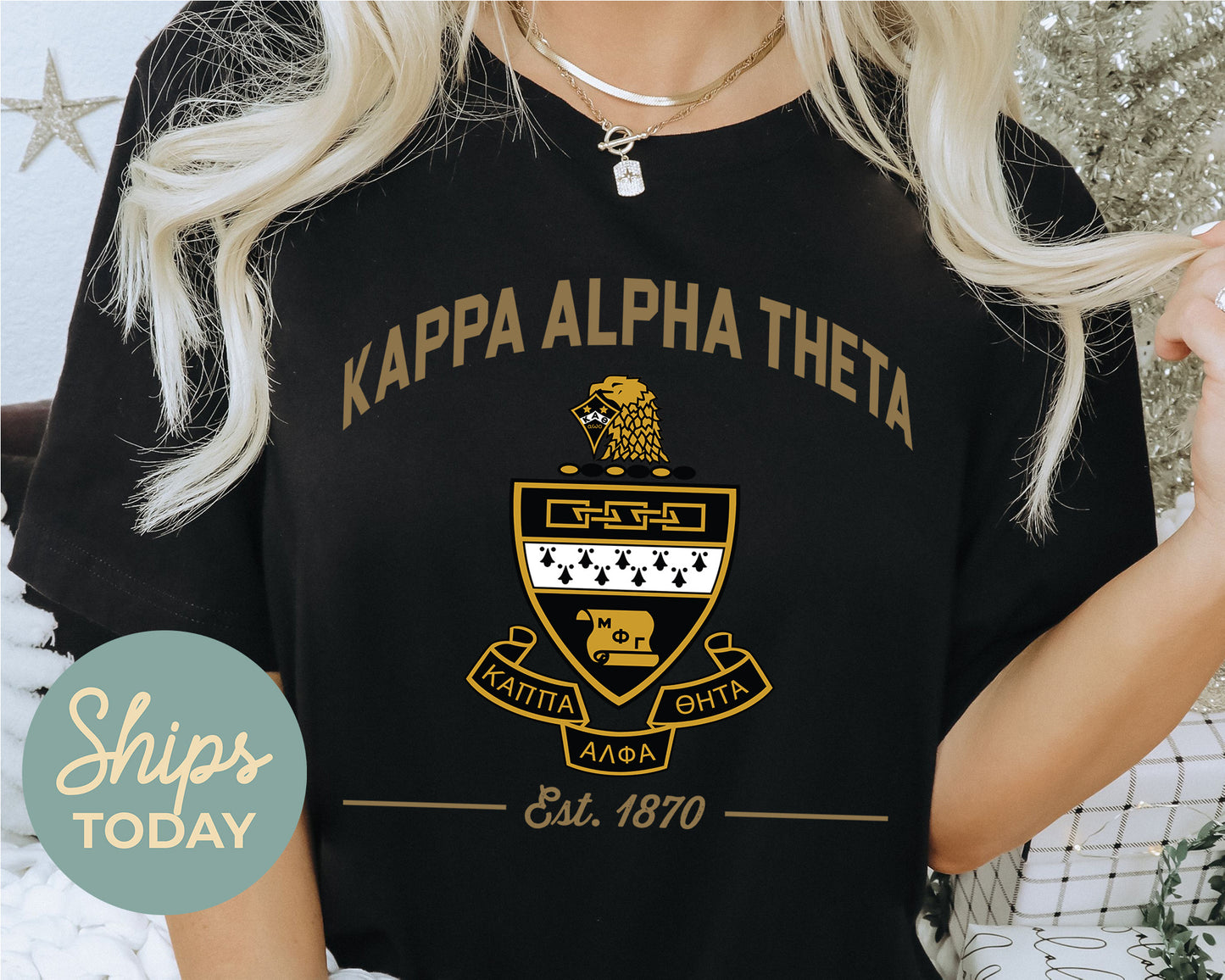 Kappa Alpha Theta Loyalty Crest Sorority T-shirt _ 4435g