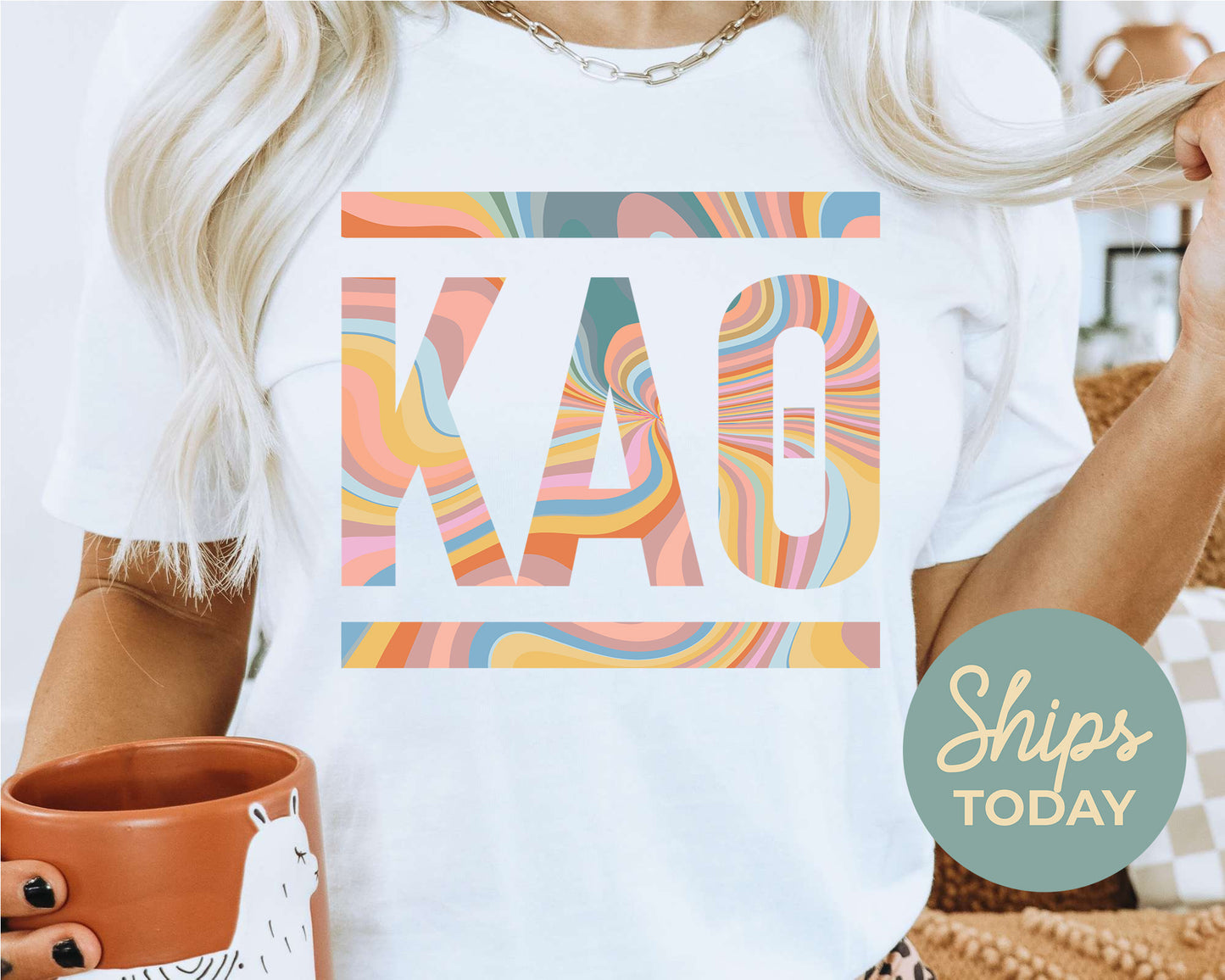 Kappa Alpha Theta Multicolor Letters Sorority T-shirt _ 30476g