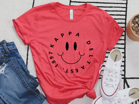 Kappa Delta Smiley Face Halo Sorority T-shirt _ 2515g