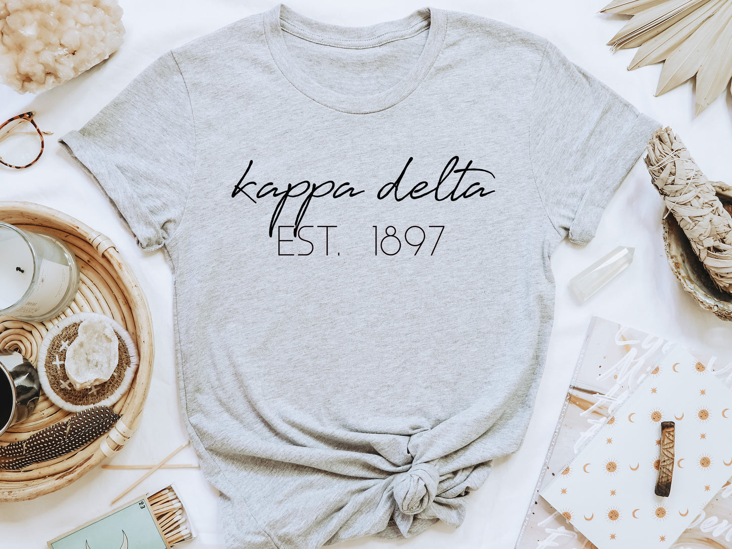 Kappa Delta Black Calligraphy Sorority T-shirt _2333g
