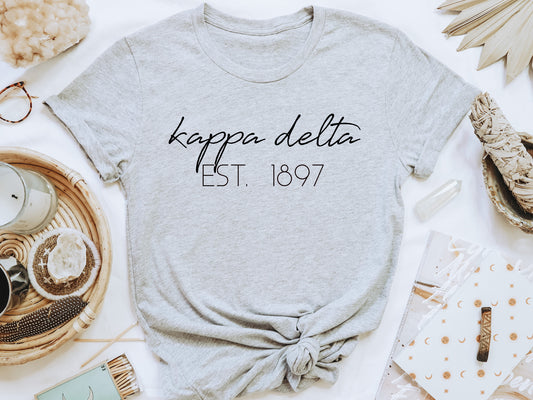 Kappa Delta Black Calligraphy Sorority T-shirt _2333g