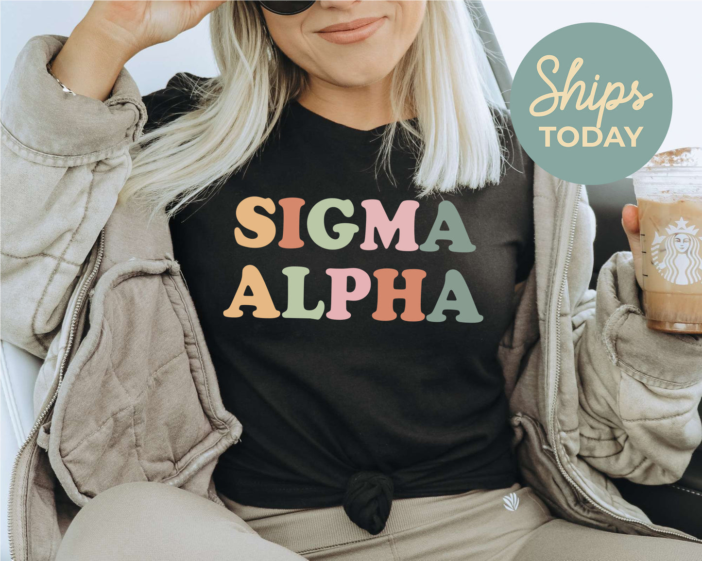 Sigma Alpha Bright and Colorful Sorority T-shirt _ 3478g