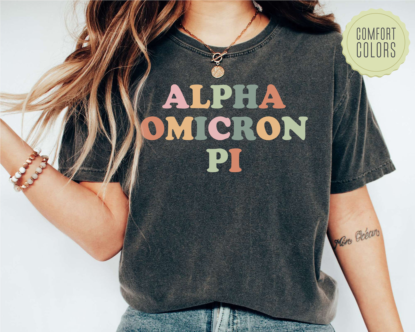Alpha Omicron Pi Bright and Proud Comfort Colors Sorority T-shirt _ 418g