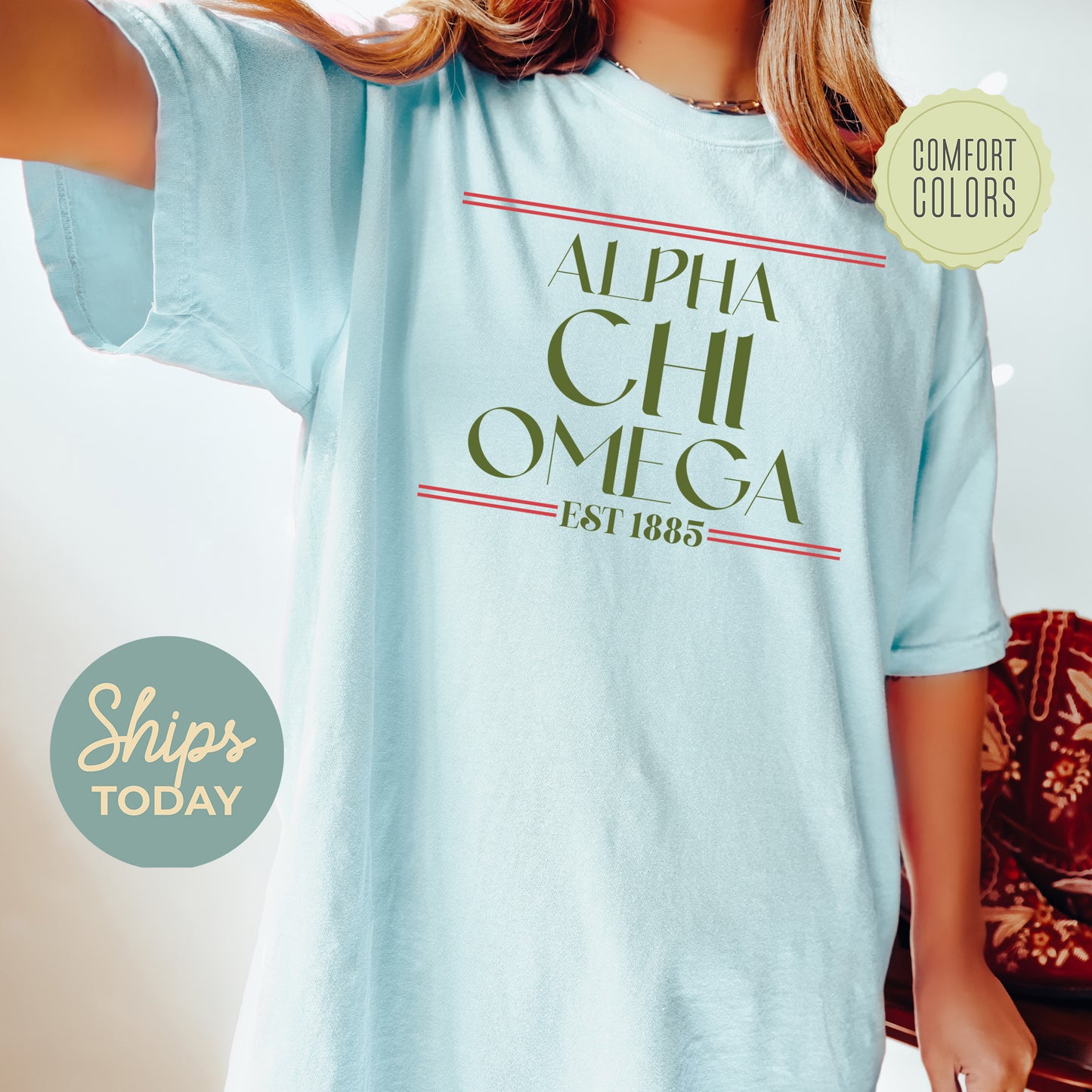 Alpha Chi Omega Greek Harmony Comfort Colors Sorority T-shirt _ 34964g