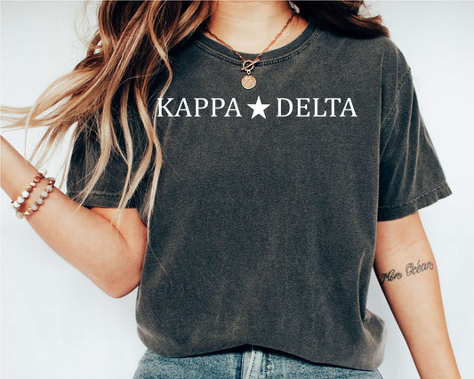 Kappa Delta White Star Sorority T-shirt _ 2202g