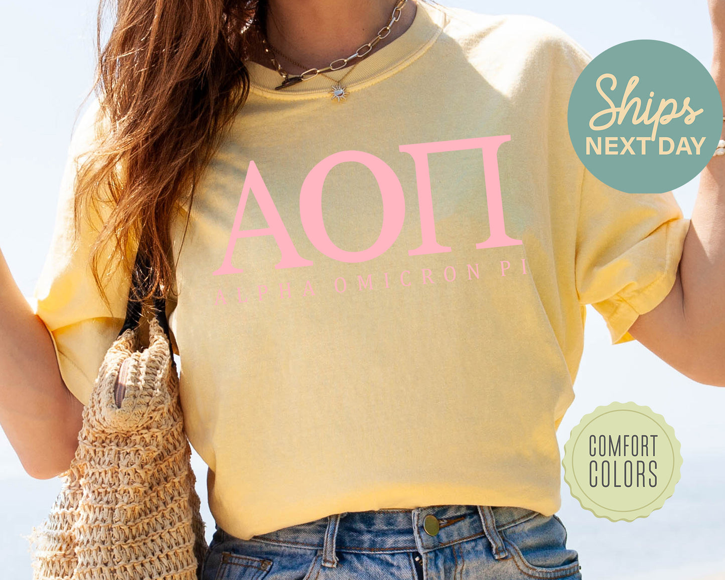 Alpha Omicron Pi Everything Pink Comfort Colors Sorority T-shirt _ 314g