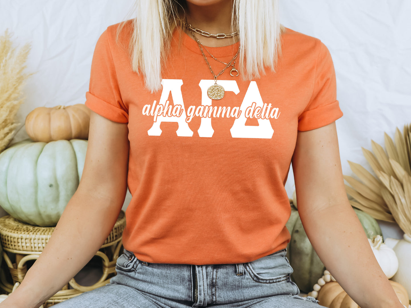 Alpha Gamma Delta Sliced White Letters Sorority T-shirt _ 2241g