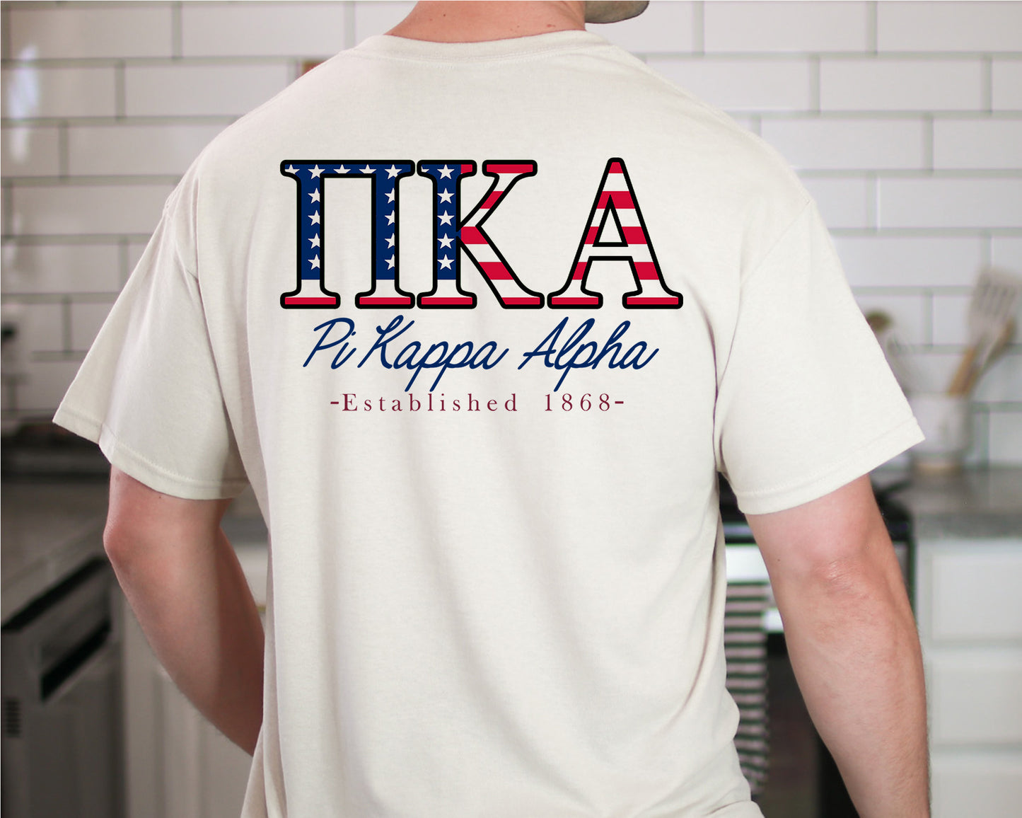 Pi Kappa Alpha USA Flag Letters Fraternity T-shirt _ 33441g